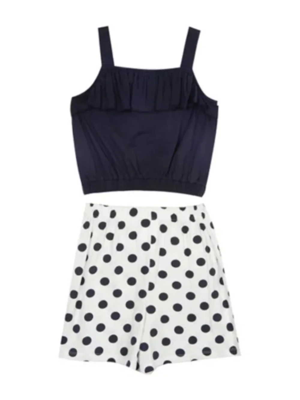 Rare Editions Girls Knit Button Front Top W/Ruffles & Polka Dot Print Shorts 2T